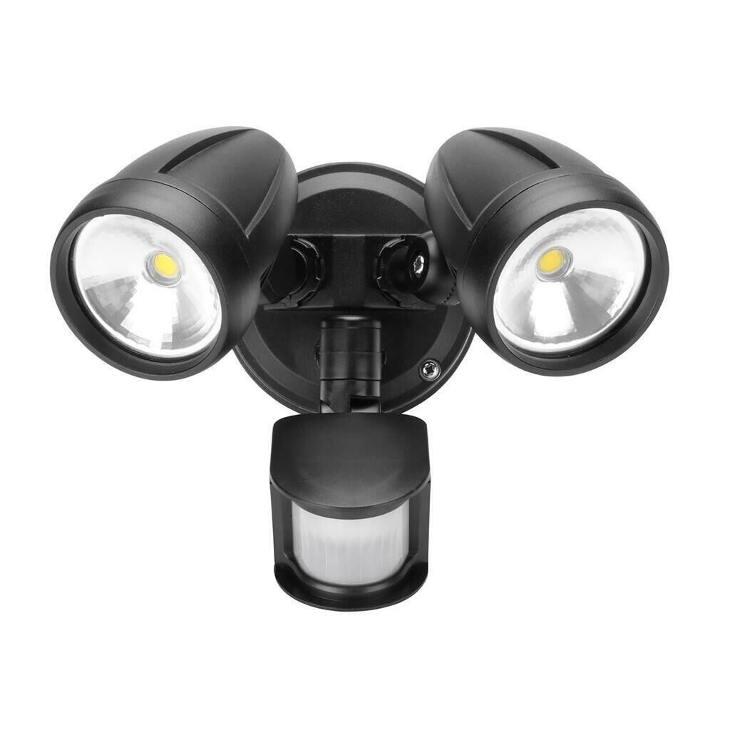 30W LED Security Light with Motion Sensor Outdoor Twin Spotlight Garage IP54
