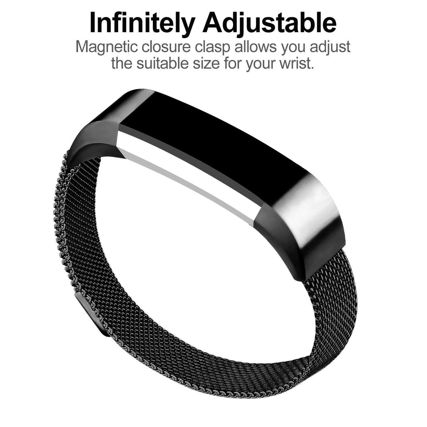 Black Replacement Straps Bands Compatible For Fitbit Alta and Alta HR, Milanese Strap Wristbands