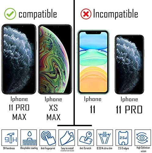 2pcs iPhone XS MAX, iPhone 11 PRO MAX Tempered Glass Screen Protector