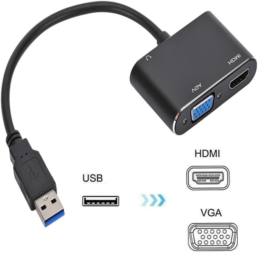 USB to HDMI/ VGA/ 3.5MM Headphone Adapter