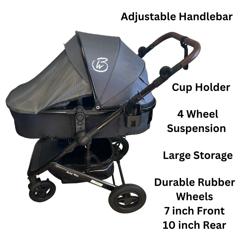 Preorder - Evolve - 3 in 1 Stroller + Bassinet + i-Size Capsule Car Seat Travel System with Mattress + GREY SKIN