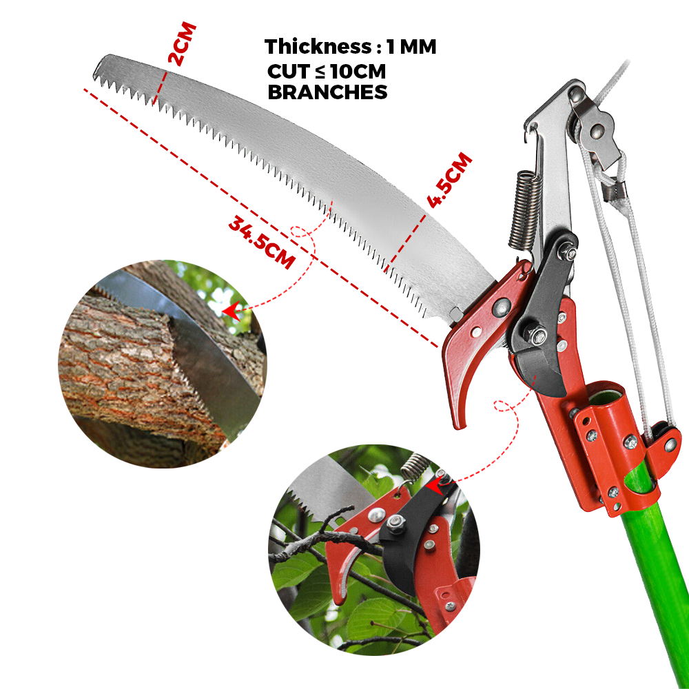 8M Detachable Pole Pruning Saw Tree Trimmer Shearing