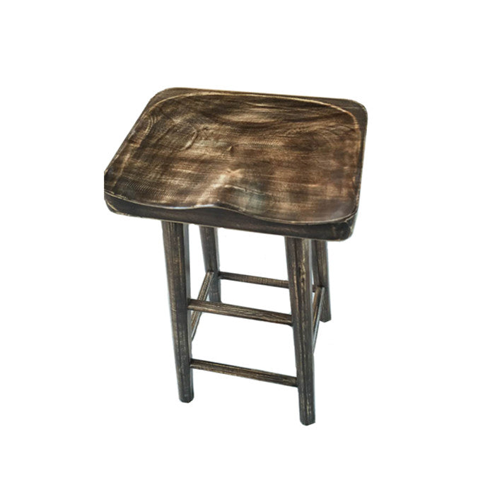 1 x Retro Wood Bar Stool Vintage Industrial Dining Chair Solid Wood Timber 75cm