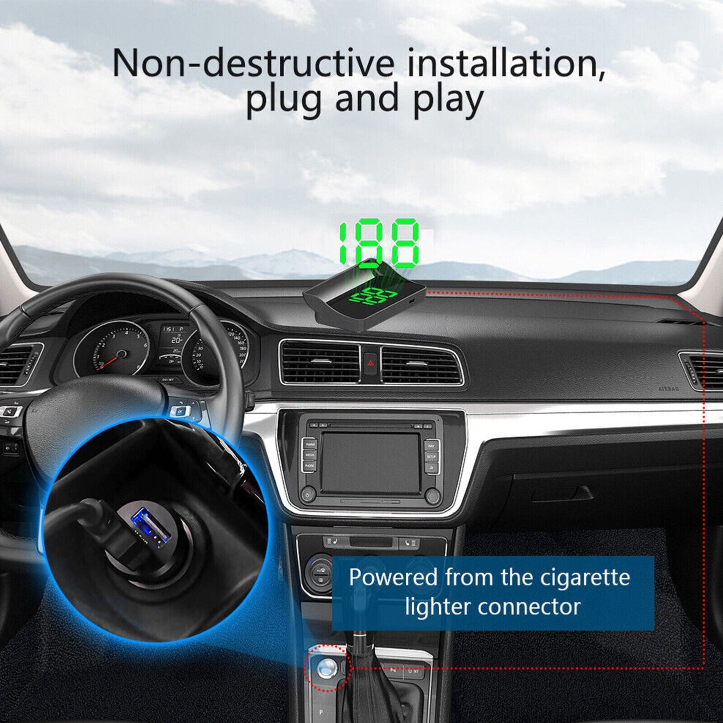 Car GPS Speedometer Hud Heads Up Display