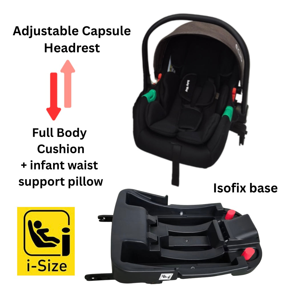 Gold Series 3 in 1 Travel System - Stroller + Bassinet + Capsule with Food Tray - Beige/Gold