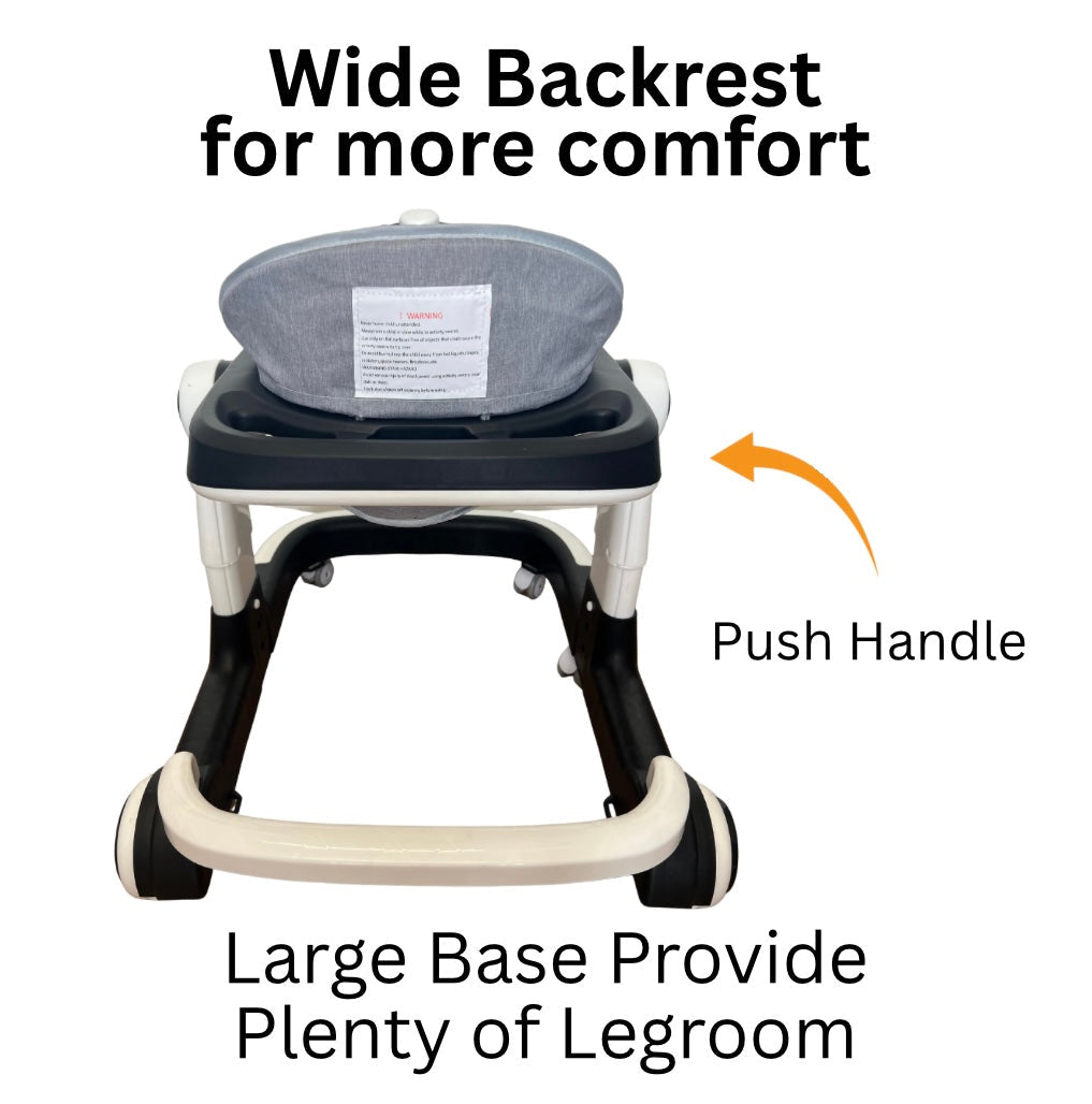 Roadster 3 in 1 Baby Walker with Activity Toy Bar and Parent Push Handle - BLACK
