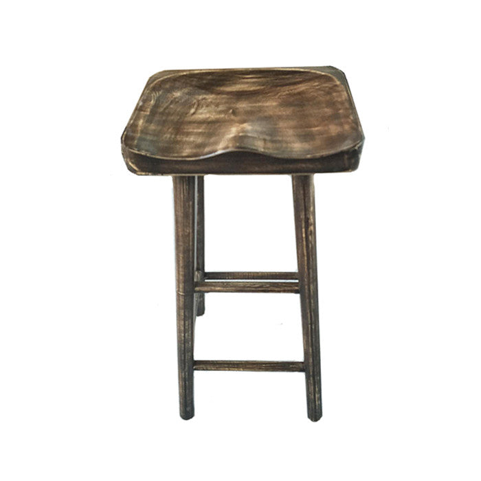 1 x Retro Wood Bar Stool Vintage Industrial Dining Chair Solid Wood Timber 75cm