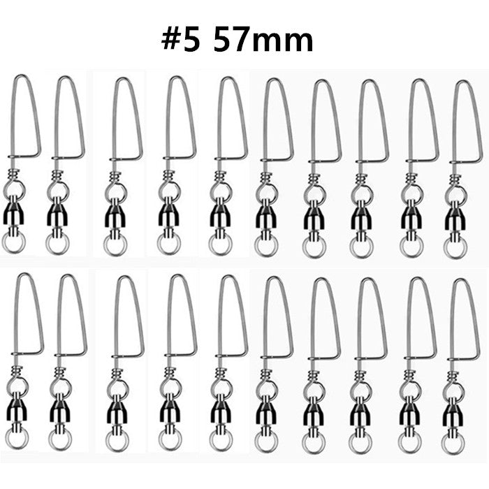 #5 20PCS Ball Bearing Fishing Swivels Snap Coastlock Fishing Line Connector - salelink.co.nz