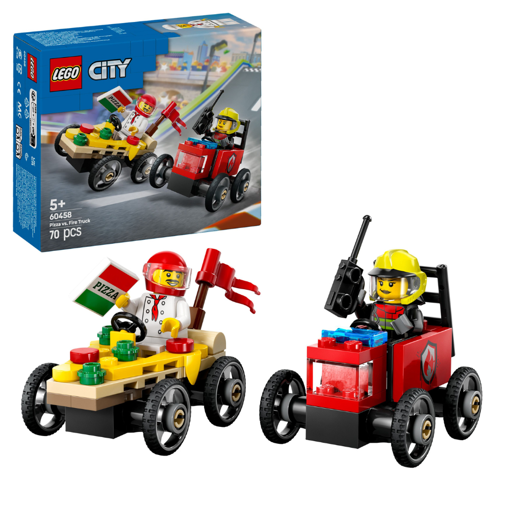 LEGO CITY: Pizza vs. Fire Truck Race Car Pack (60458)