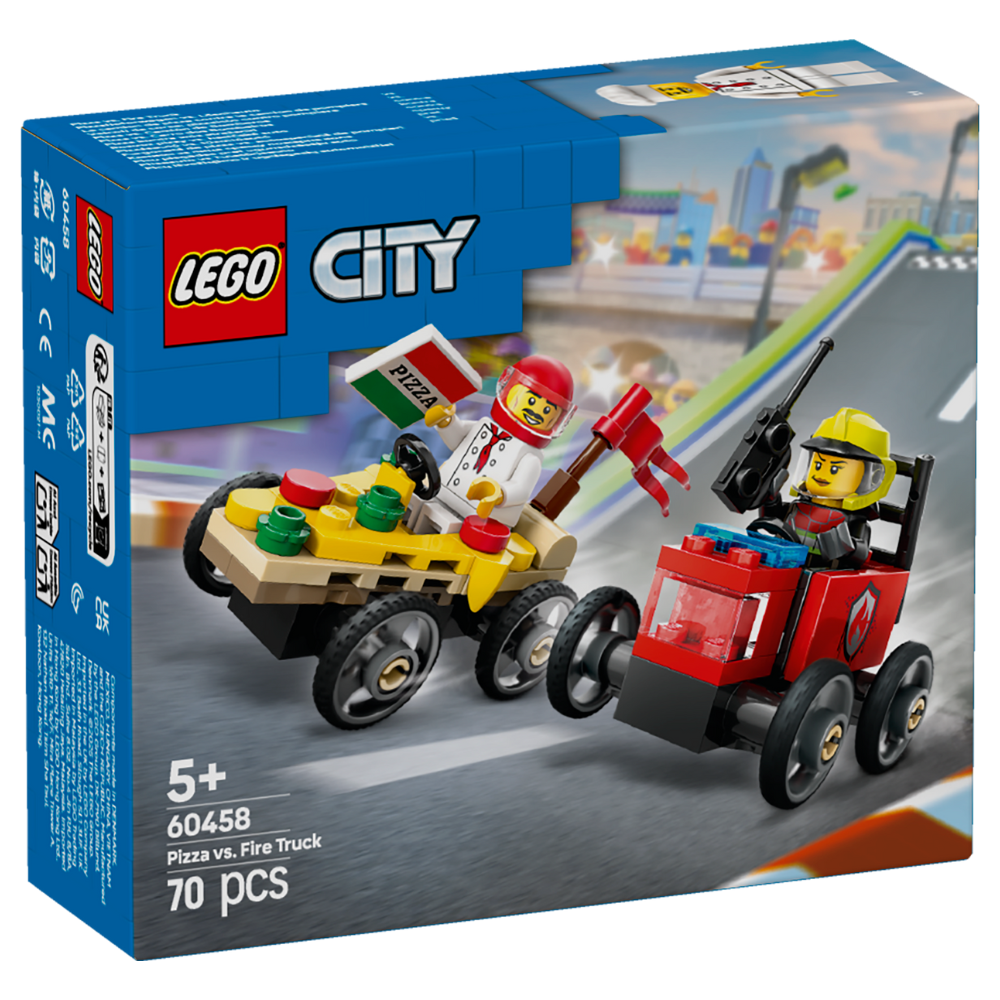LEGO CITY: Pizza vs. Fire Truck Race Car Pack (60458)