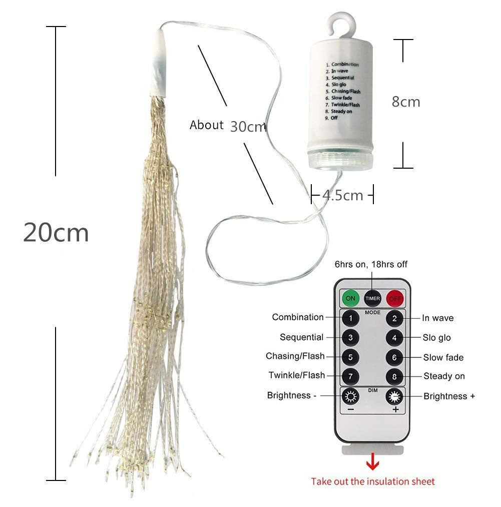198 LED Hanging Starburst Firework Fairy String Light Lamp Party Xmas Decro