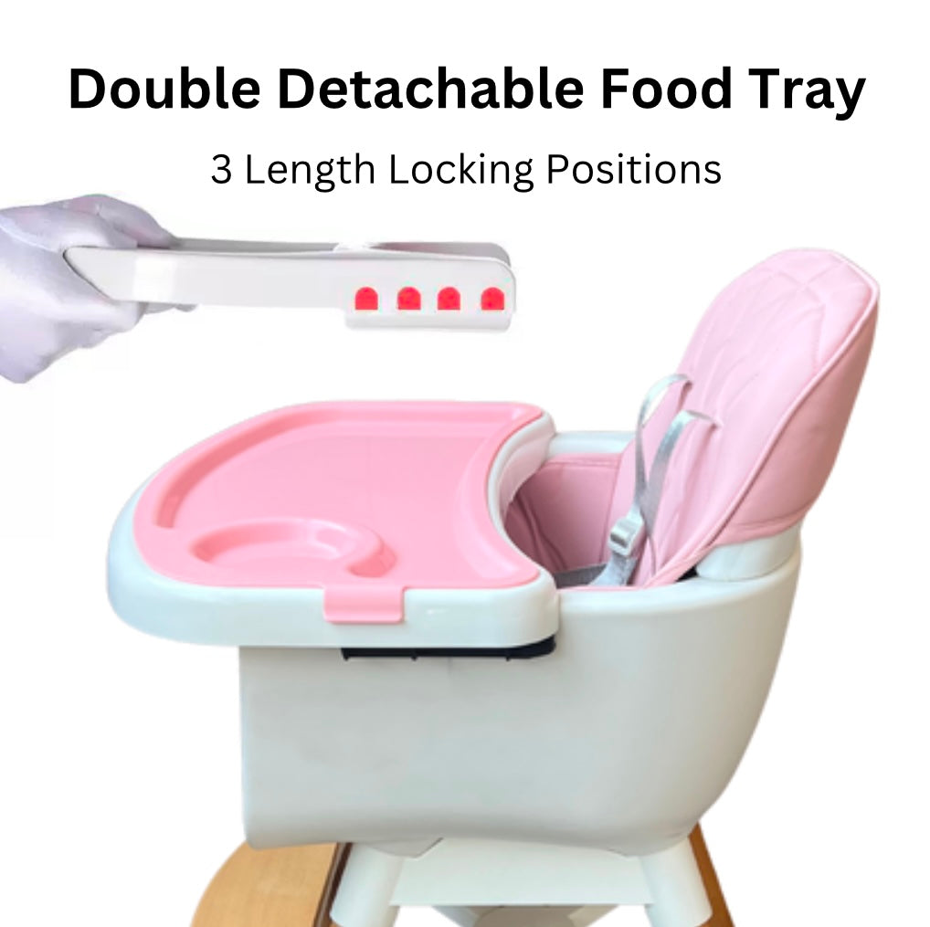 Willow 2 in 1 High Chair Seat for Children Feeding and Play. Natural Beech Wood - PINK