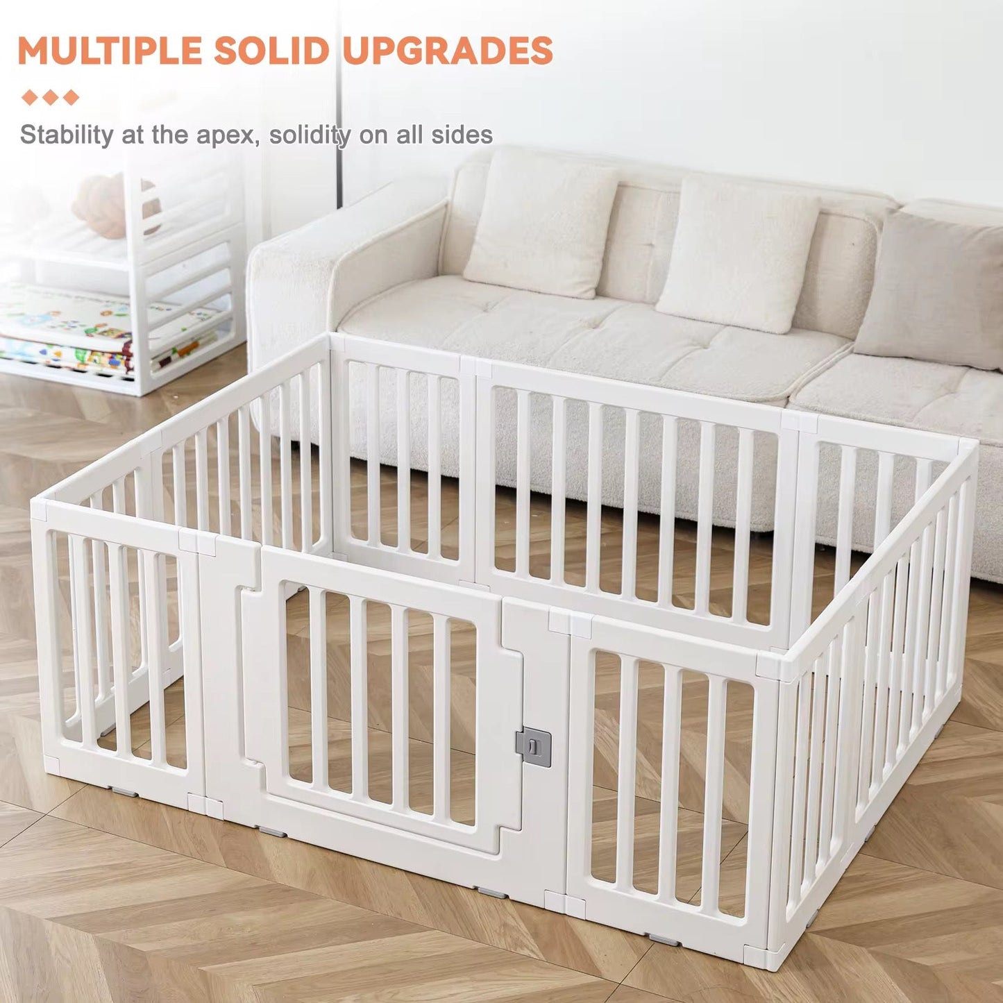 2 in 1 Convertible Baby Playpen 10 pieces & Storage Rack