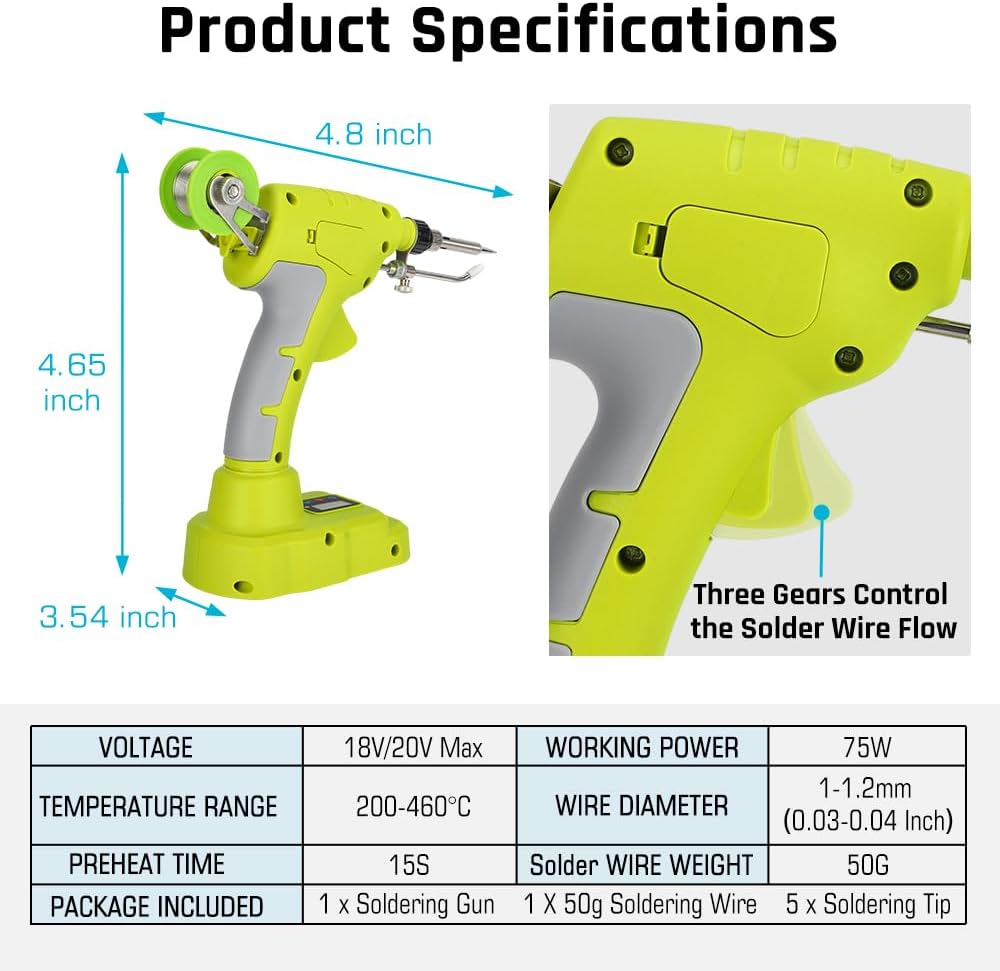 Soldering Welding Welder Iron for Ryobi 18V Battery