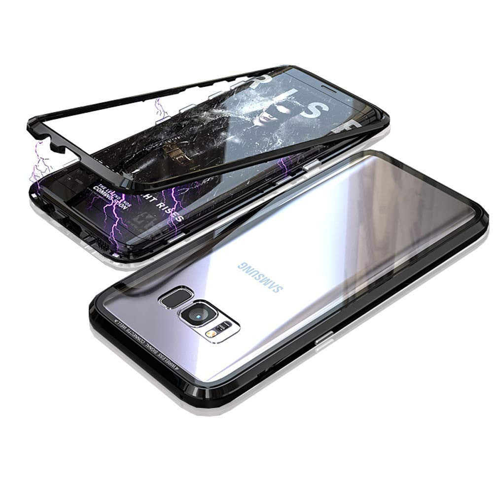 Samsung S8 PLUS Case Ultra Thin Magnetic Metal Frame Tempered Glass Back Case - salelink.co.nz
