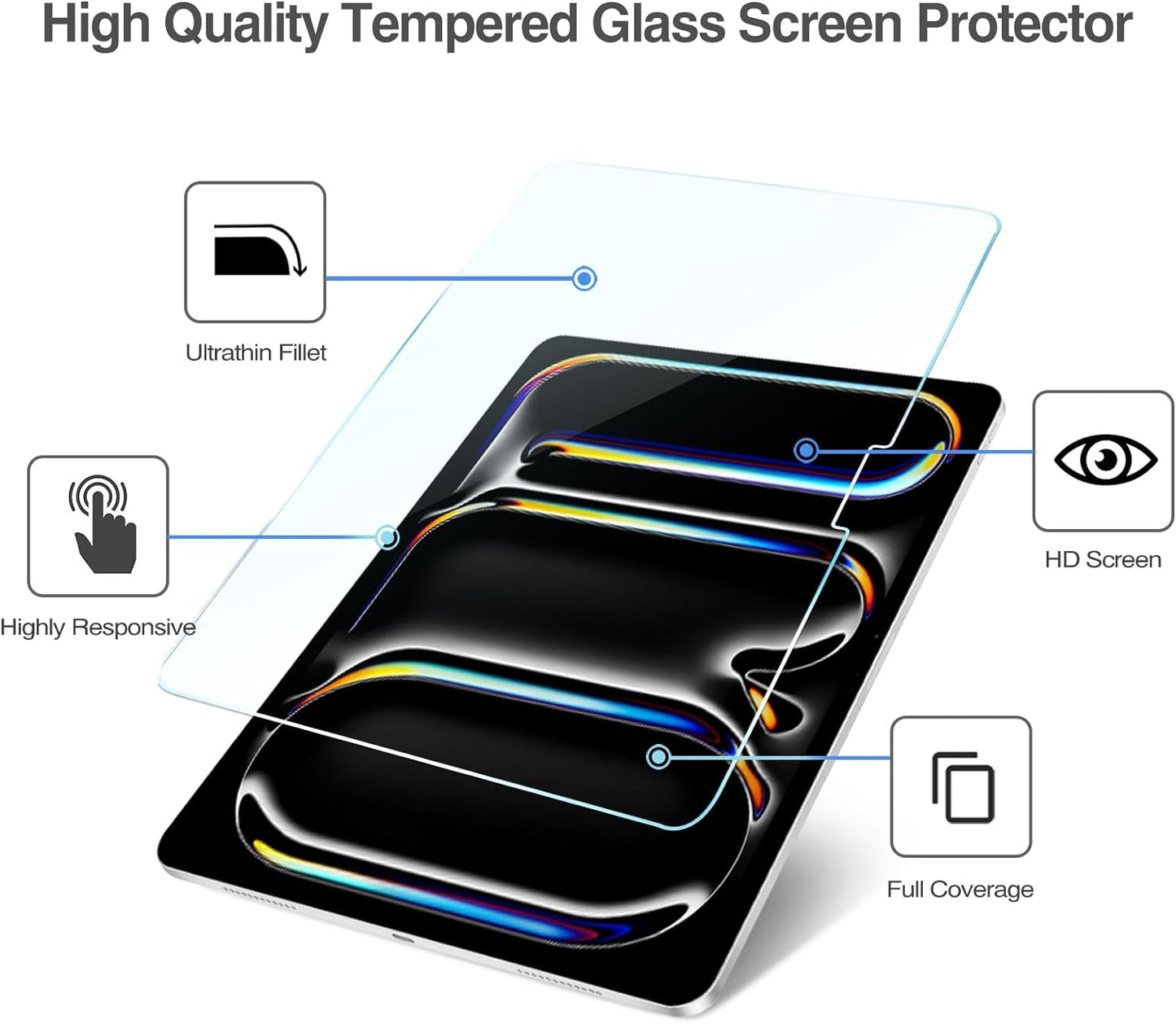 iPad Air/Pro 13 Inch 2024 2025 M2 M3 Tempered Glass Screen Protector