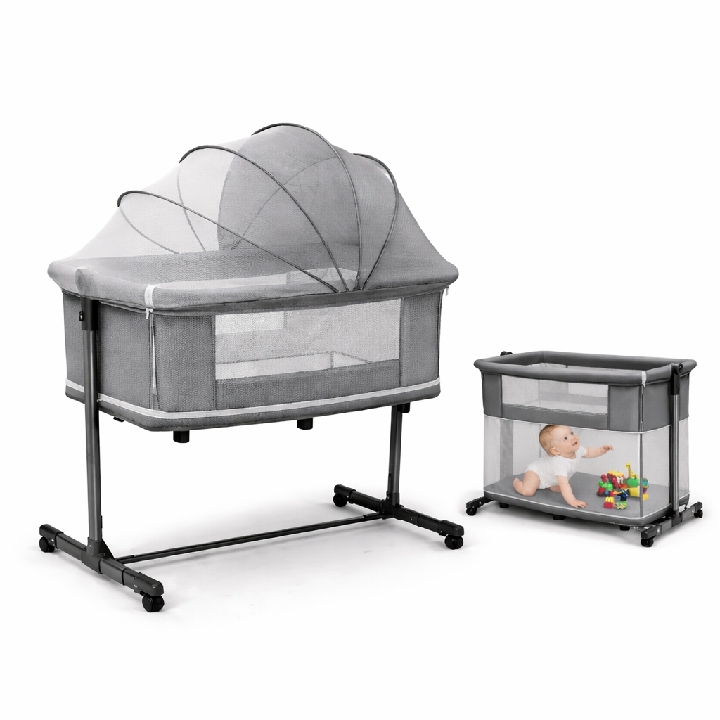 GrowNest 3in1 Cosleeper Bed Bassinet & Playpen with Rocking and Canopy