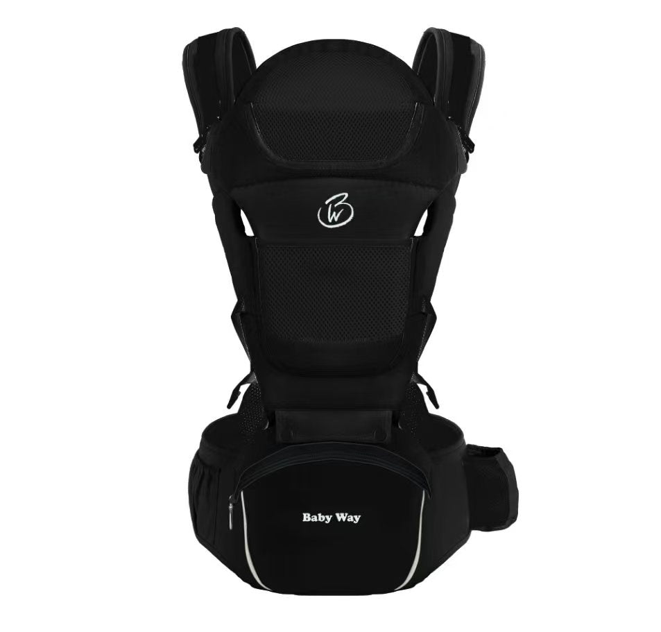 Ergonomic Multi-Function Baby Carrier with Hip Seat | 0-36 Months - BLACK