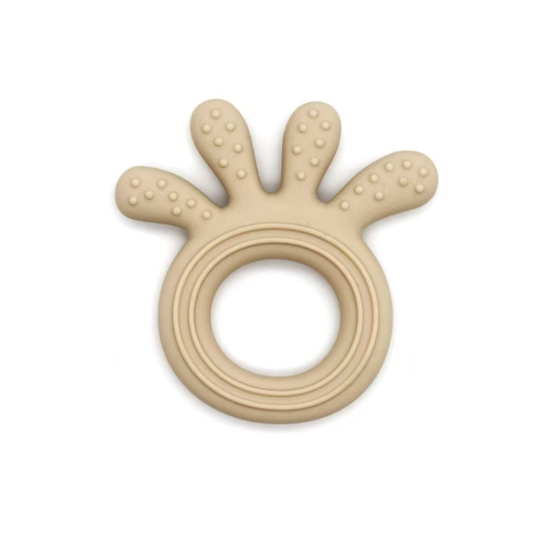 Soft Silicone & Wood Teether Toy – Pink or Green