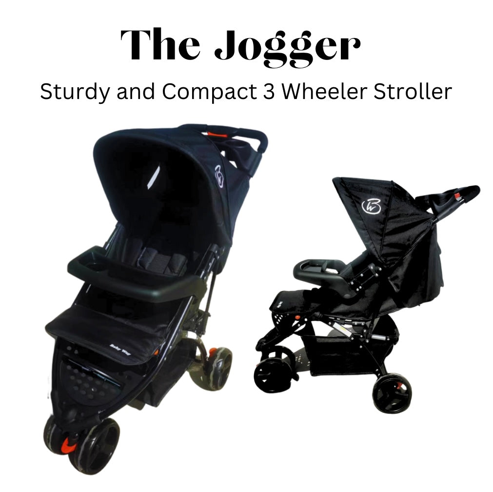 The Jogger - Agile 3-Wheel Compact Stroller + Food Tray + Parents Tray
