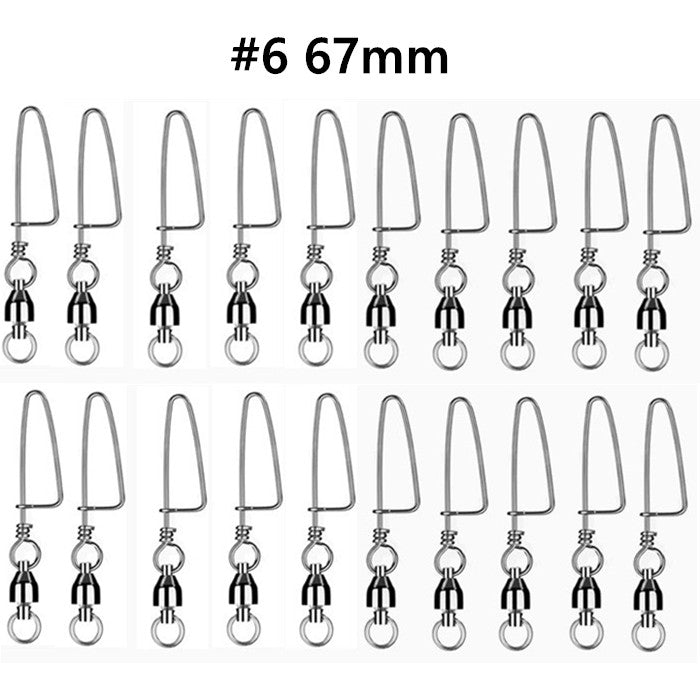 #6 20PCS Ball Bearing Fishing Swivels Snap Coastlock Fishing Line Connector