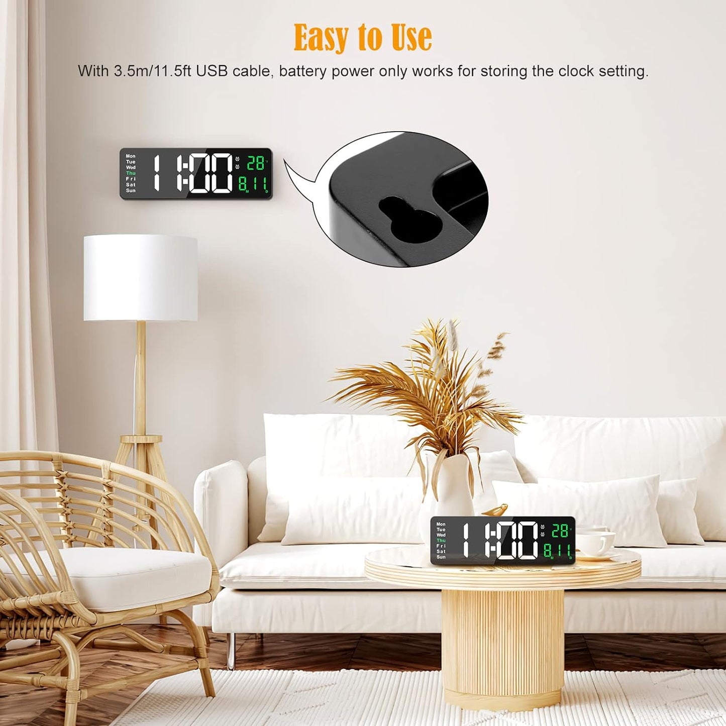 Large Digital Wall Clock