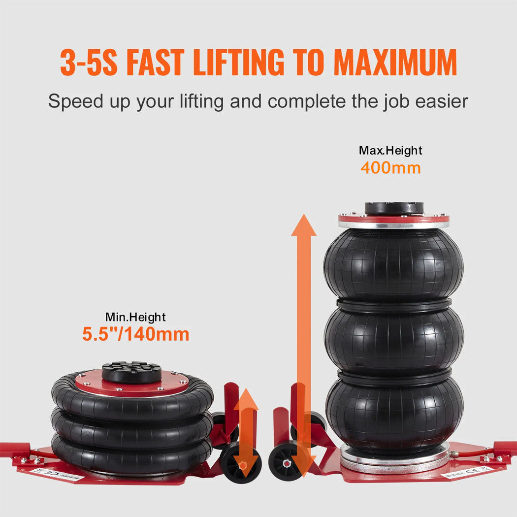 6600 LBS Triple Bag Air Lift Jack Pneumatic Vehicle Car Lifting Compressed Tool