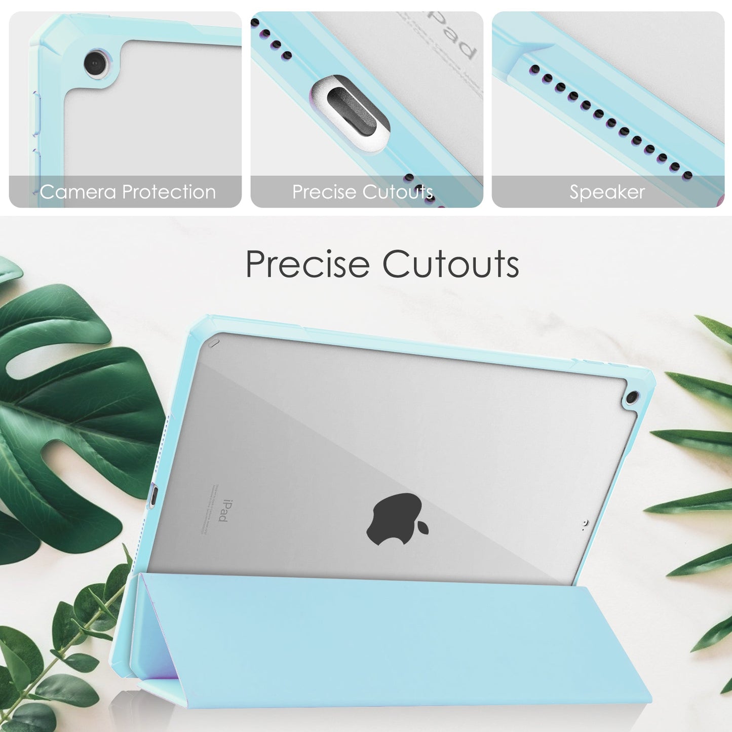 iPad 10.2 Case Cover Clear Back Pencil Holder Slot