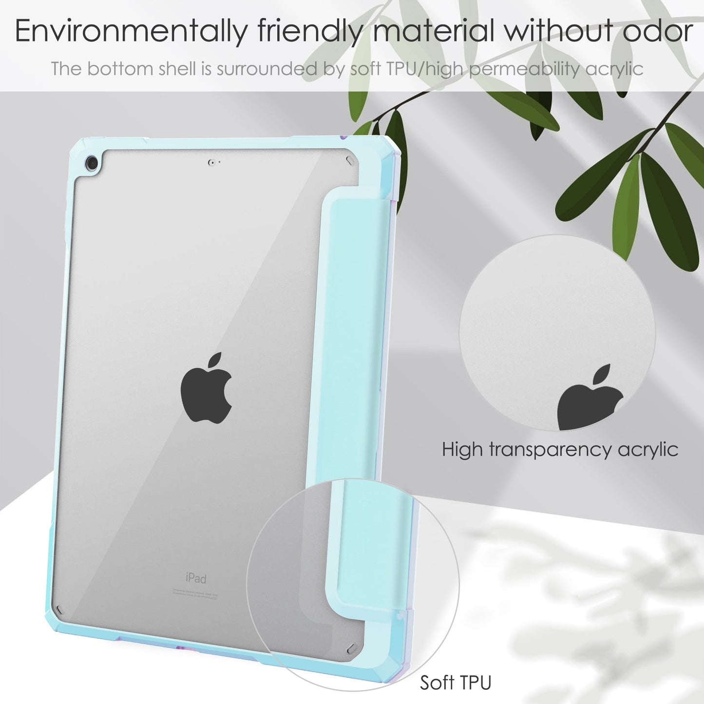 iPad 10.2 Case Cover Clear Back Pencil Holder Slot