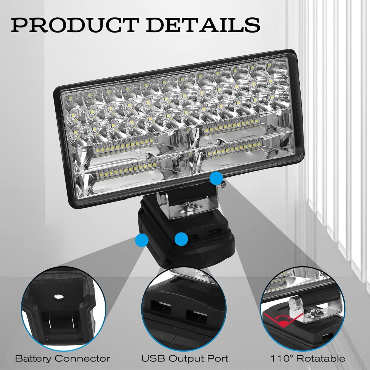 8inch LED Work Light Compatible With Makita 18V Battery