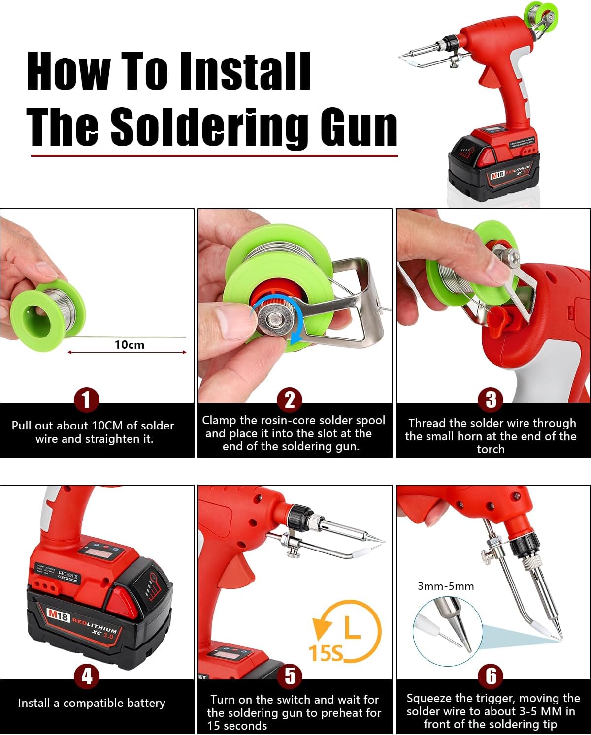 Soldering Welding Welder Iron for Milwaukee 18V Battery