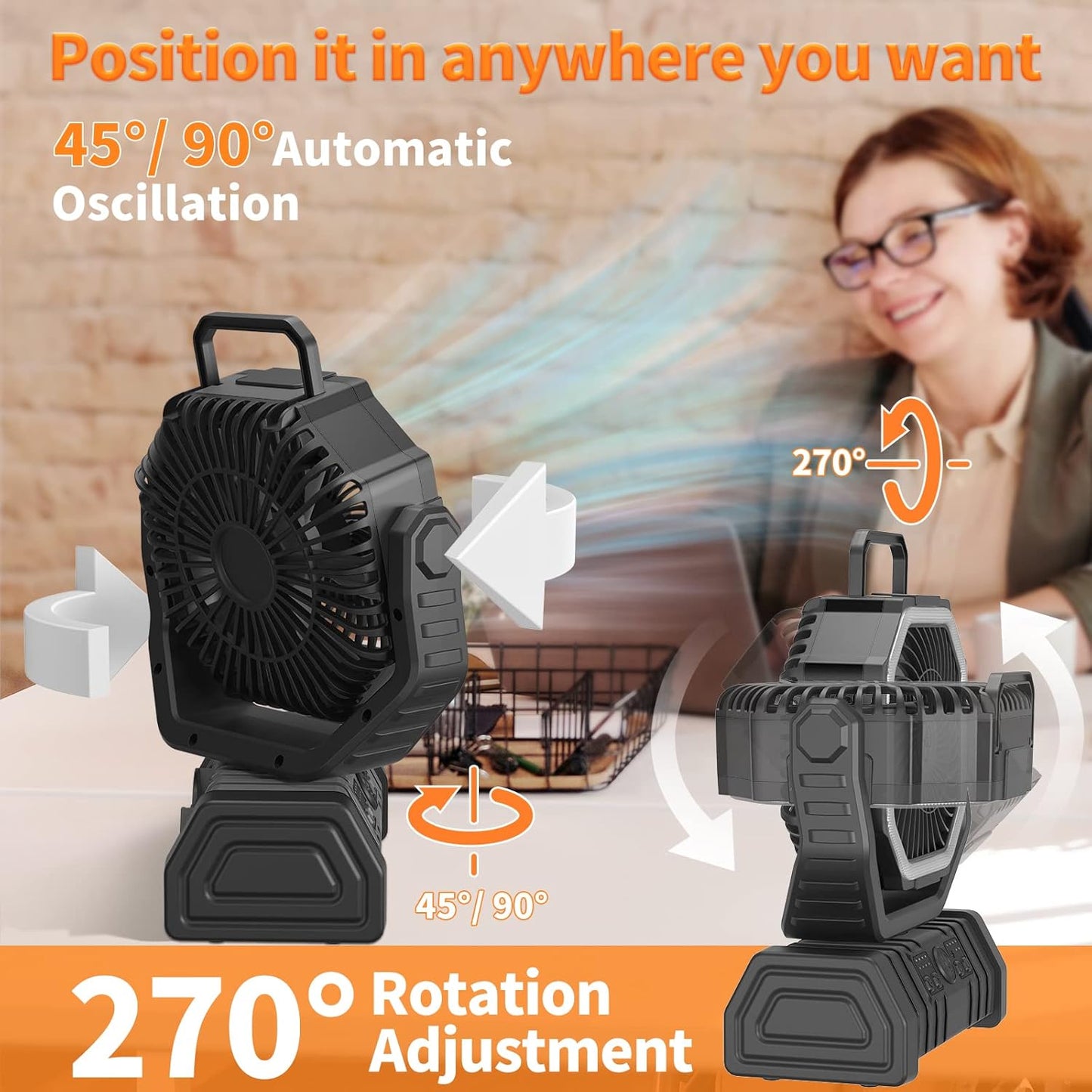 Portable Tent Camping Fan Desk Fan LED Lantern