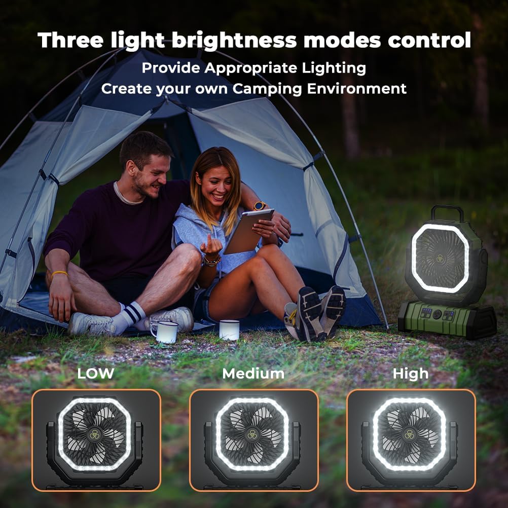 LED Camping Fan 20000mAh Rechargeable Power Bank Remote