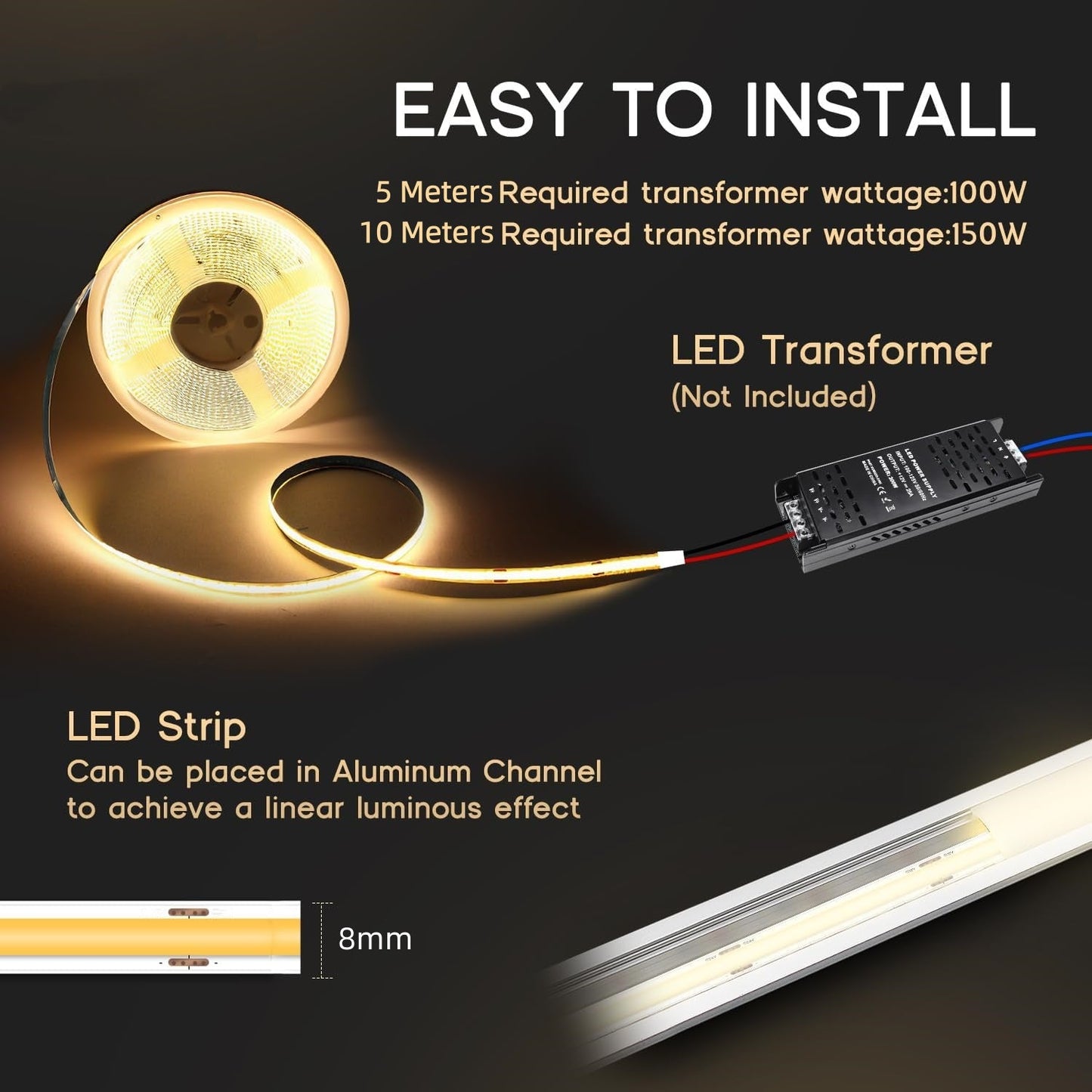 24V COB Ice Blue 10M LED Strip Light