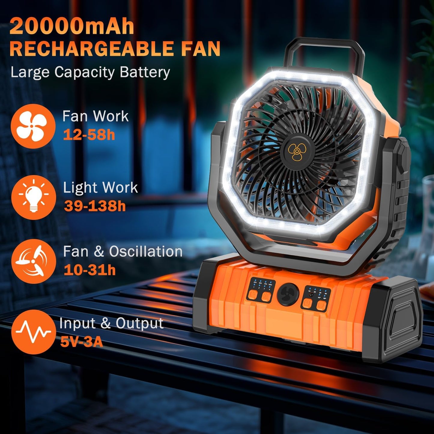 Camping Fan with LED Lantern