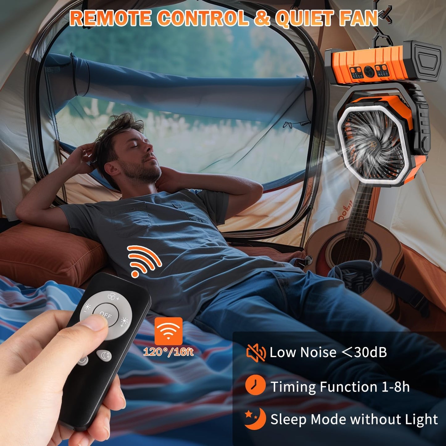 Camping Fan with LED Lantern