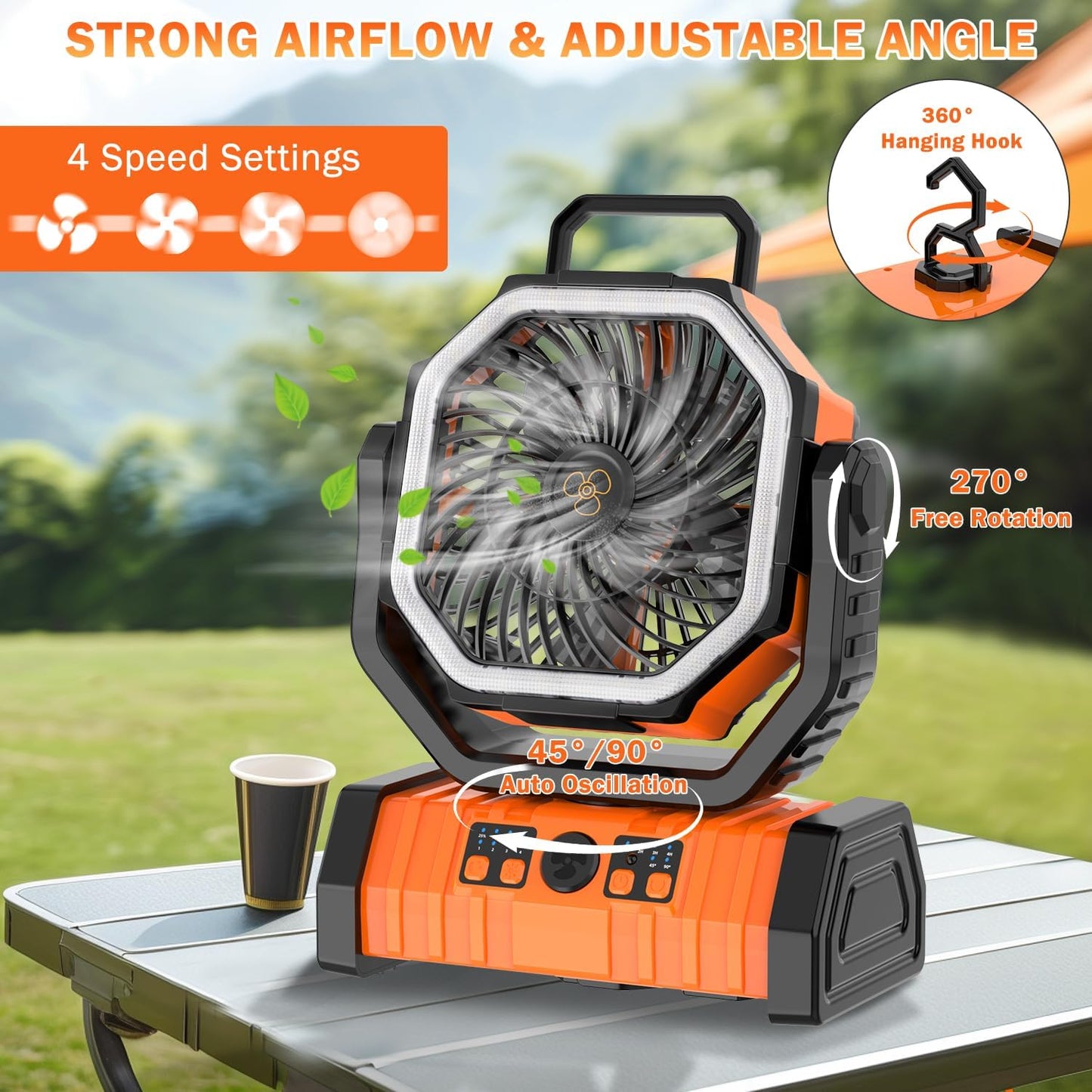 Camping Fan with LED Lantern