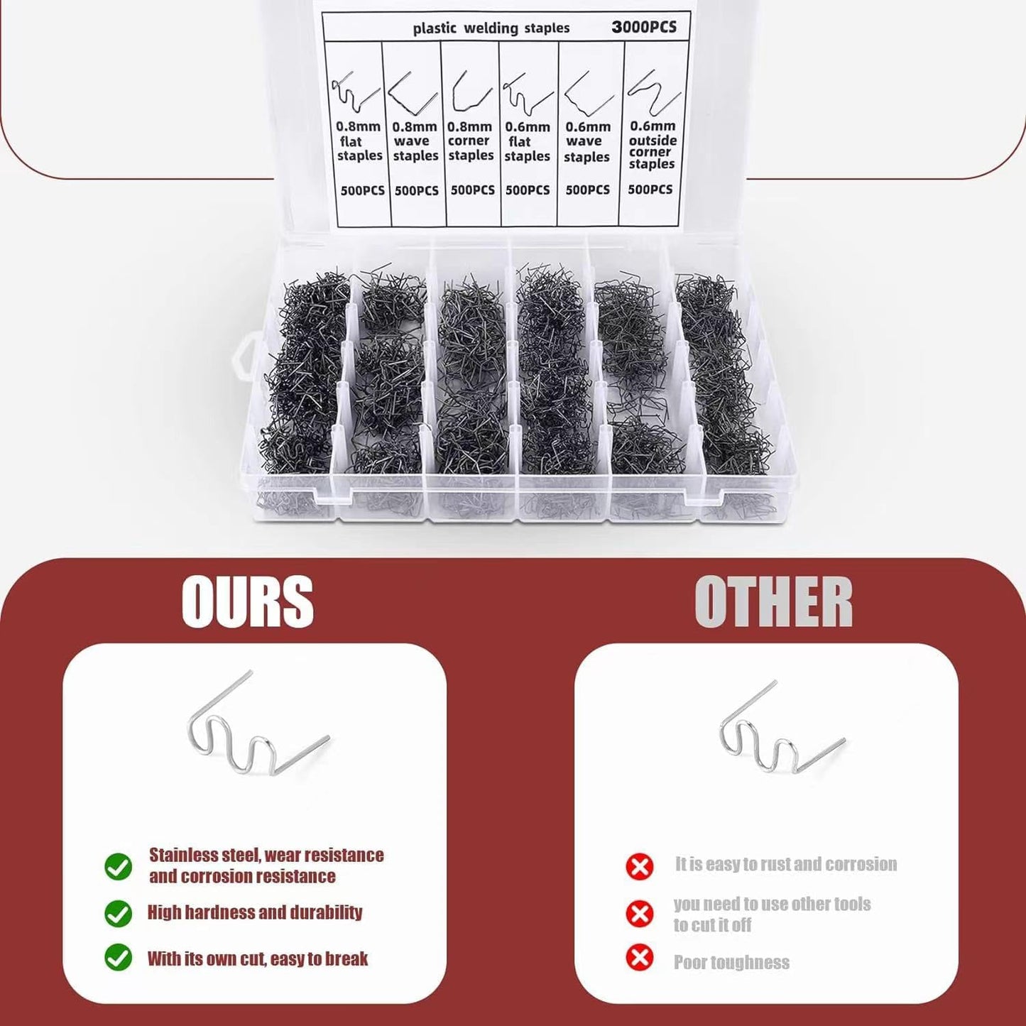 Plastic Welding Staples 3000pcs Hot Staples