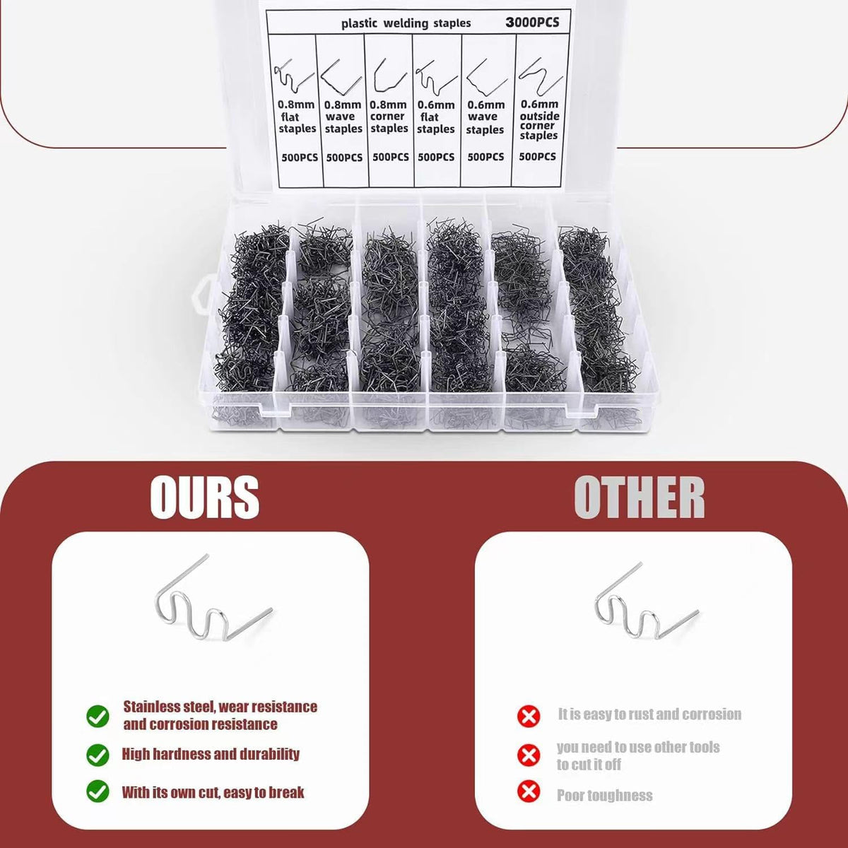 Plastic Welding Staples 3000pcs Hot Staples