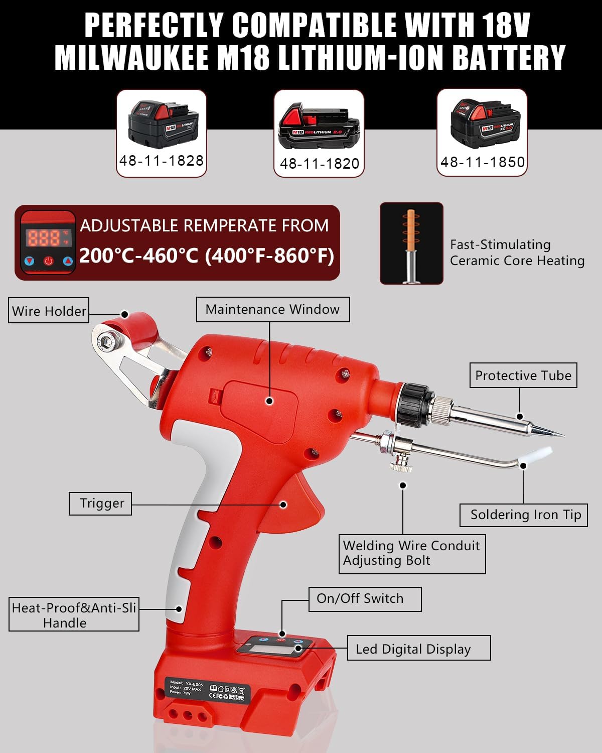 Soldering Welding Welder Iron for Milwaukee 18V Battery