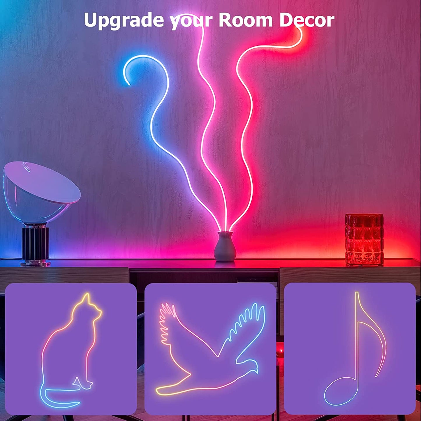 24V Dynamic Bluetooth Neon Rope Lights 5M Waterproof RGBIC Rope Lights with Music Sync