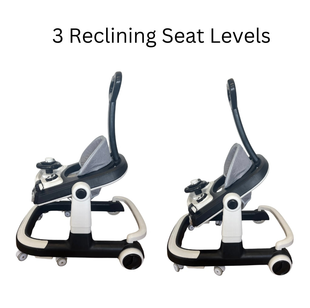 Roadster 3 in 1 Baby Walker with Activity Toy Bar and Parent Push Handle - BLACK