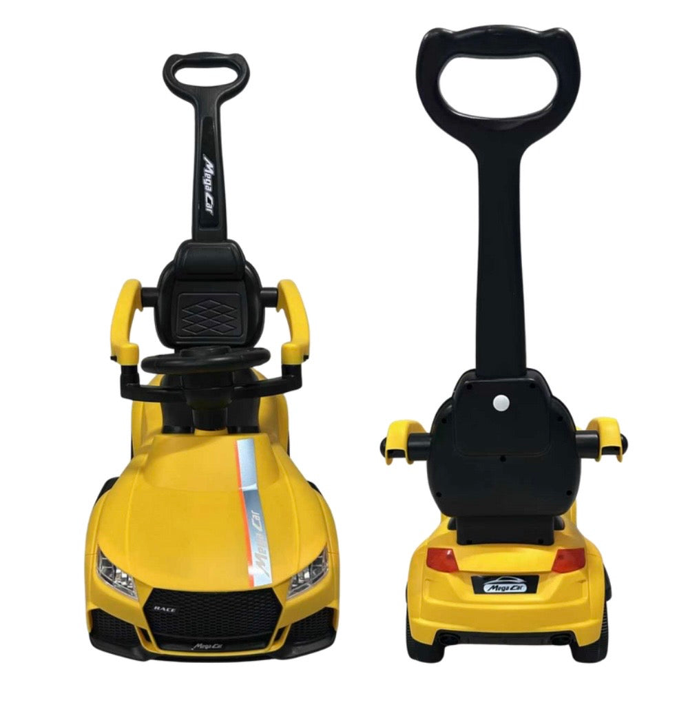 Kids Ride-On Push Race Car with Lights and Music – YELLOW
