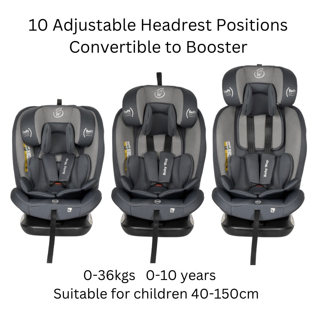 All-Rider 360 Rotating Convertible i-Size R129 Car Seat with ISOFIX and Top Tether - GREY