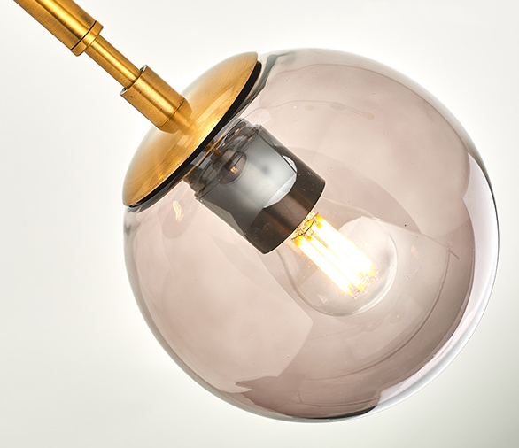 Modern Hanging Lamp Ceiling Light Roung Grey Glass Lampshade - salelink.co.nz
