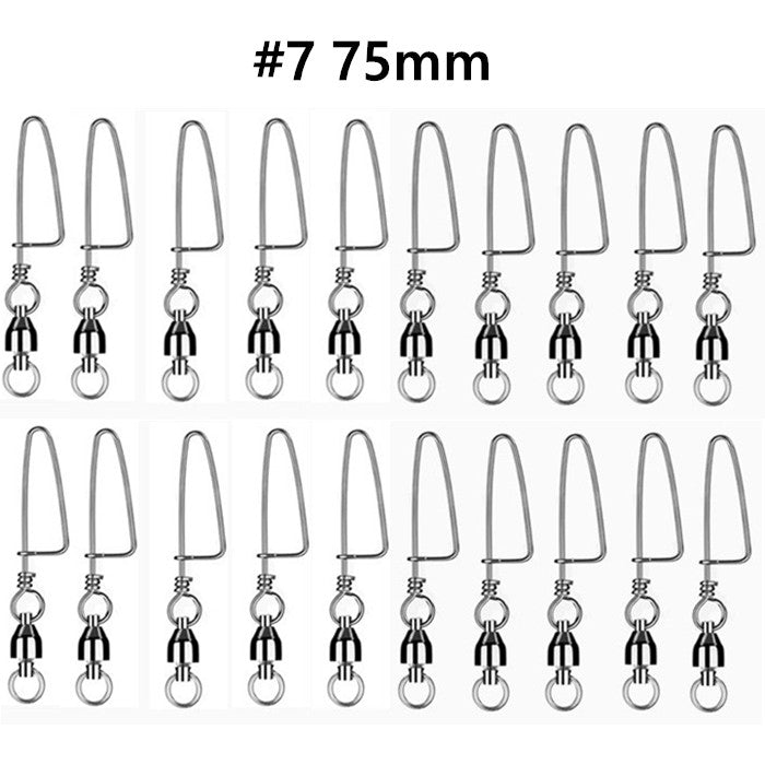 #7 20PCS Ball Bearing Fishing Swivels Snap Coastlock Fishing Line Connector - salelink.co.nz