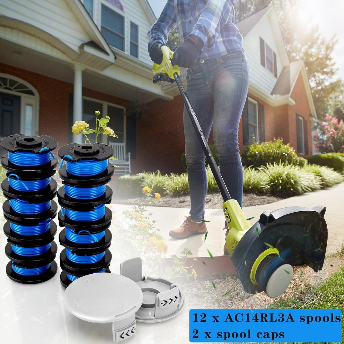 AC14RL3A String Trimmer Spool for Ryobi Weed Wacker String (12+3Pack)