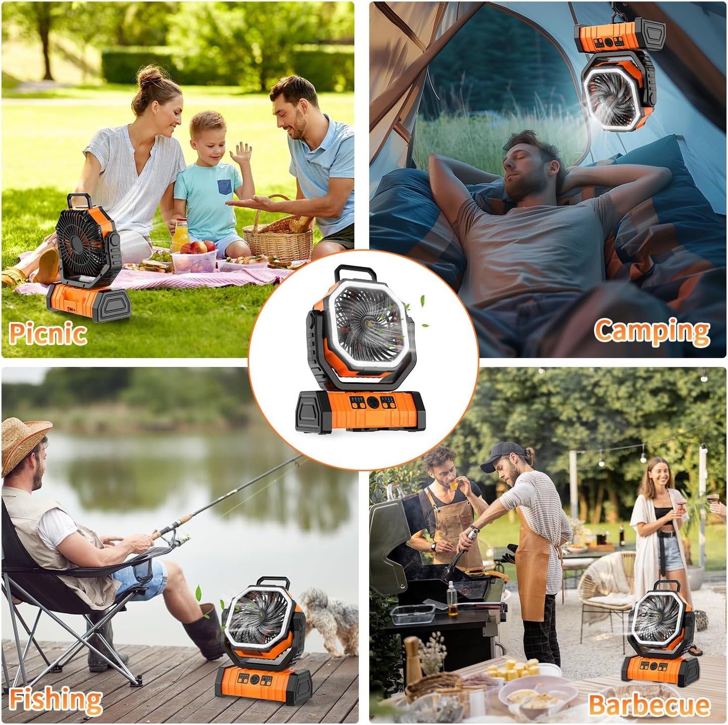 Camping Fan with LED Lantern