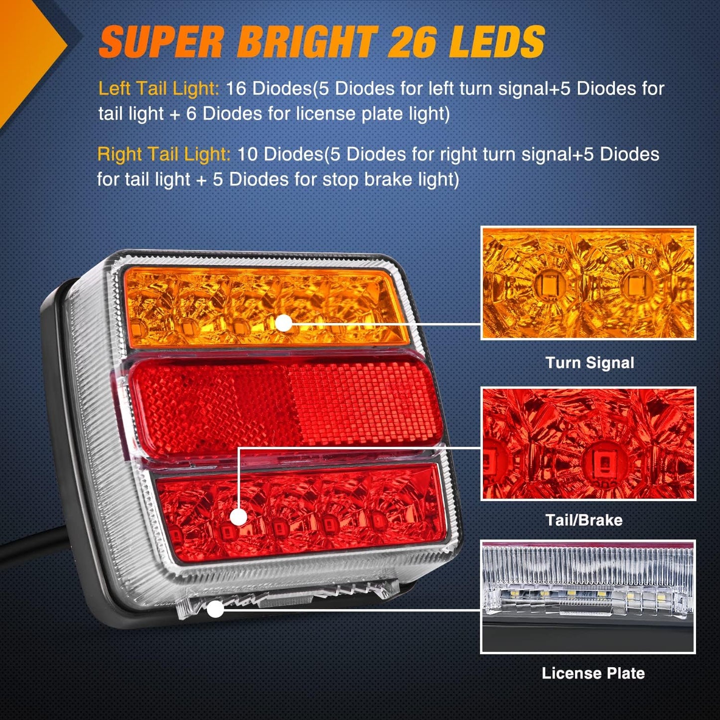 Magnetic LED Trailer Light Kit with 7 Pin Plug - salelink.co.nz