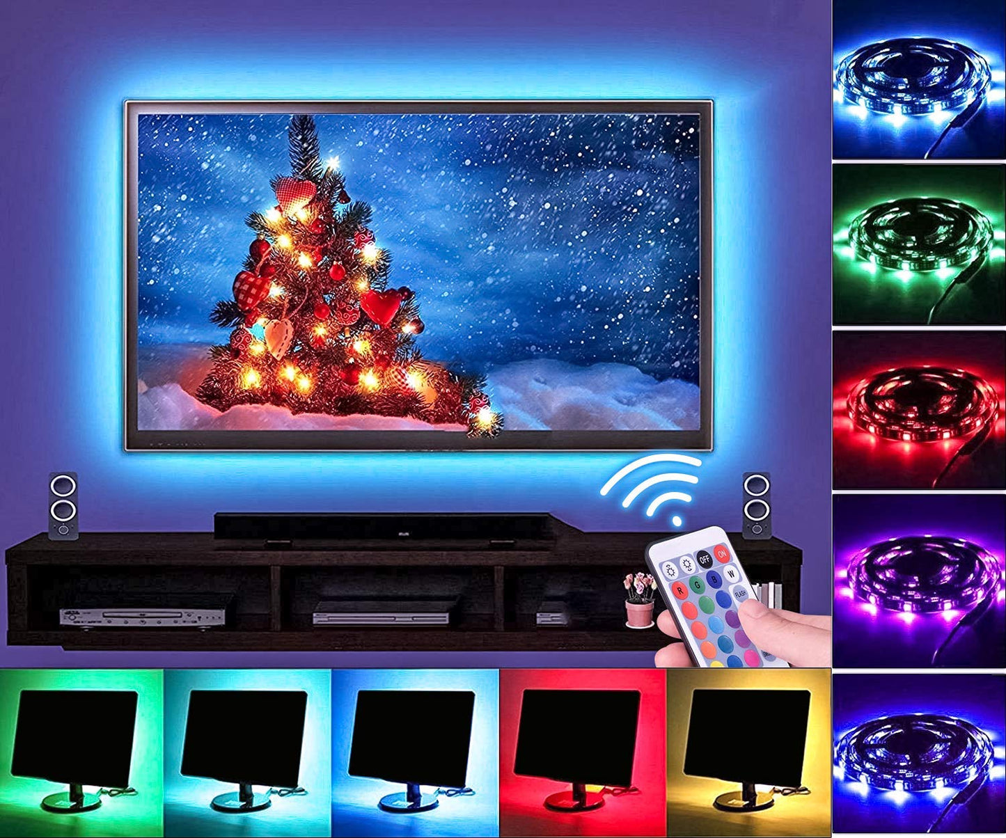 200cm SMD 5050 USB LED Strip Lights Waterproof TV Back Light RGB Party Decor - salelink.co.nz